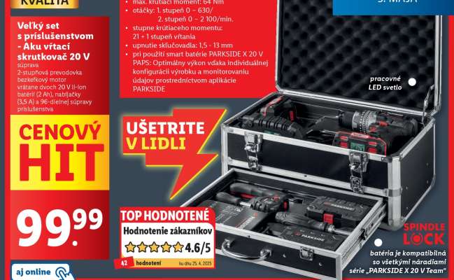 Veľký set s príslušenstvom - Aku vŕtací skrutkovač 20 V