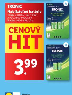 Tronic Nabíjateľné batérie