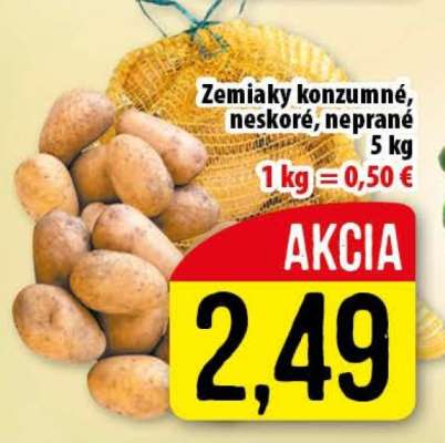 Zemiaky konzumné, neskoré, neprané 5 kg