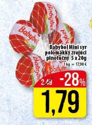 Babybel Mini sýr poloměkký zrající plnotučný 5 x 20g