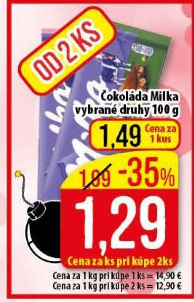 Čokoláda Milka vybrané druhy 100 g