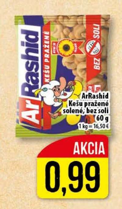 ArRashid Kešu pražené solené, bez soli