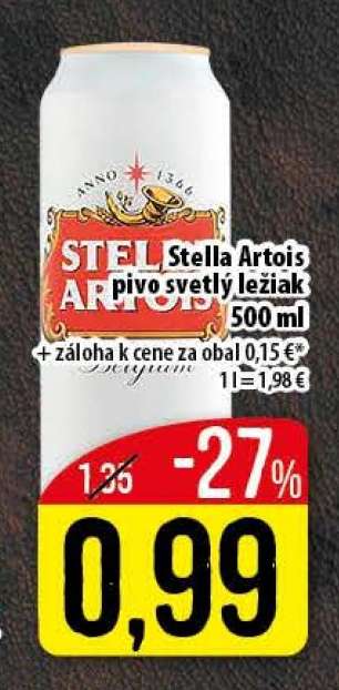 Stella Artois pivo svetlý ležiak 500 ml