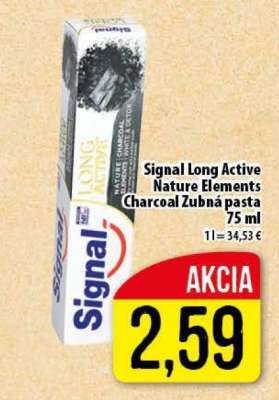 Signal Long Active Nature Elements Charcoal Zubná pasta 75 ml