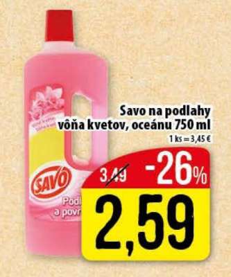Savo na podlahy vôňa kvetov, oceánu 750 ml
