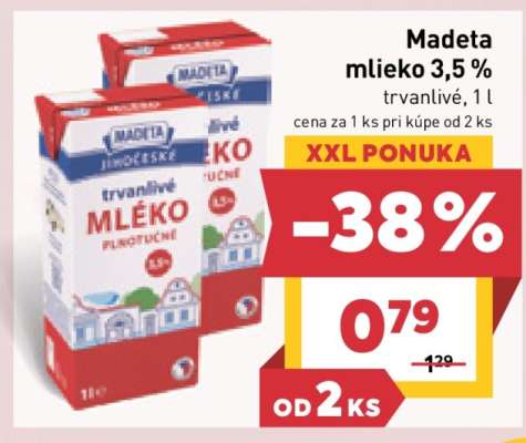 Madeta mlieko 3,5 % trvanlivé, 1 l