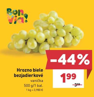 Hrozno biele bezjadierkové
