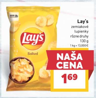Lay's zemiakové lupienky rôzne druhy