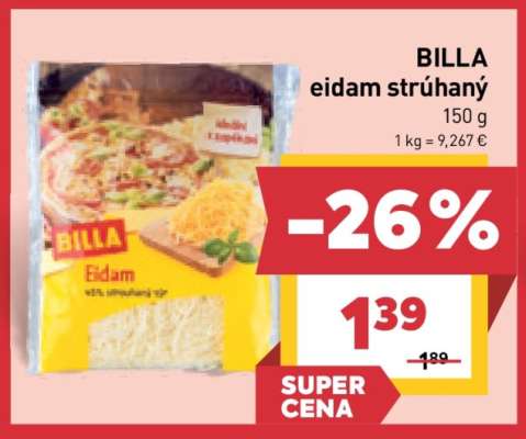 BILLA eidam strúhaný