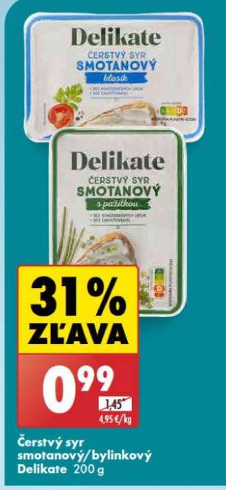 čerstvý syr smotanový/bylinkový Delikate 200 g