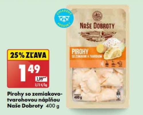 Pirohy so zemiakovo-tvarohovou náplňou Naše Dobroty 400 g