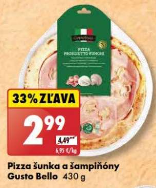 Pizza šunka a šampiňóny Gusto Bello 430 g