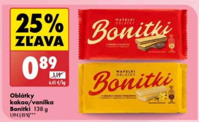 Oblátky kakao/vanilka Bonitki 138 g