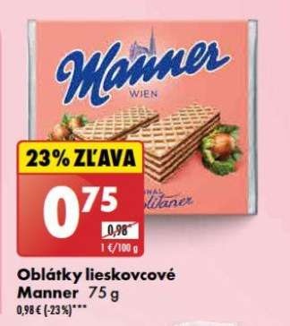 Oblátky lieskové Manner 75 g