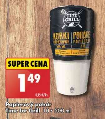 Papierový pohár Time for Grill 10 × 500 ml