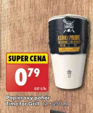Papierový pohár Time for Grill 12 x 250 ml