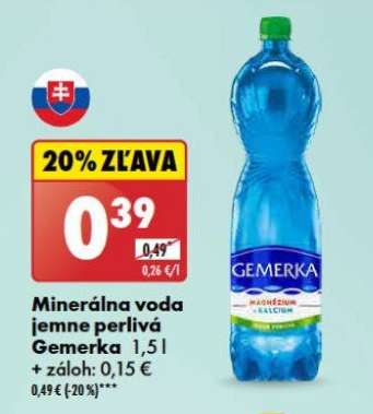 Minerálna voda jemne perlivá Gemerka 1,5 l