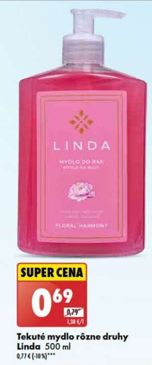 Tekuté mydlo rôzne druhy Linda 500 ml
