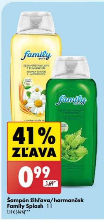 Šampón žihľava/harmanček Family Splash 1 l