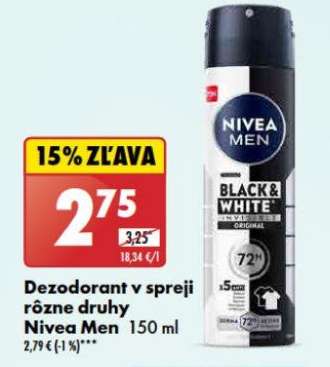Dezodorant v spreji rôzne druhy Nivea Men 150 ml