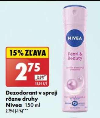 Dezodorant v spreji rôzne druhy Nivea 150 ml