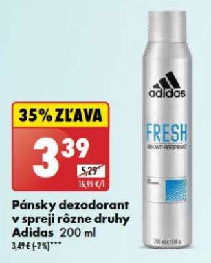 Pánsky dezodorant v spreji rôzne druhy Adidas 200 ml