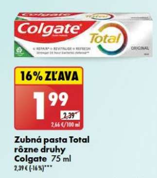 Zubná pasta Total rôzne druhy Colgate 75 ml