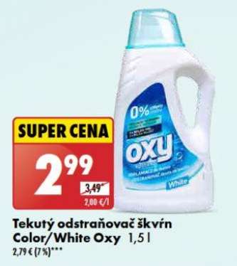 Tekutý odstraňovač škvŕn Color/White Oxy