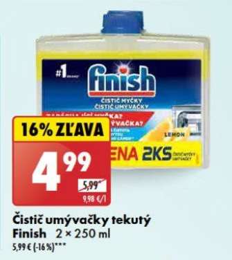 Čistič umývačky tekutý Finish 2 x 250 ml