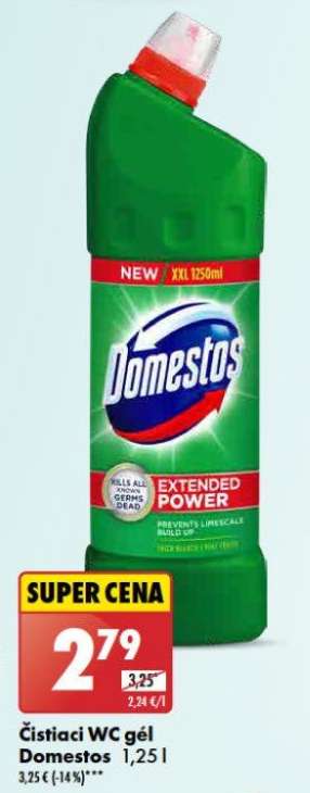 Čistiaci WC gél Domestos, 1,25 l