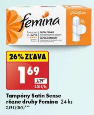 Tampóny Satin Sense rôzne druhy Femina 24 ks