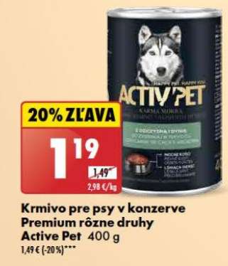 Krmivo pre psy v konzerve Premium rôzne druhy Active Pet 400 g