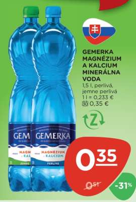 GEMERKA MAGNÉZIUM A KALCIUM MINERÁLNA VODA