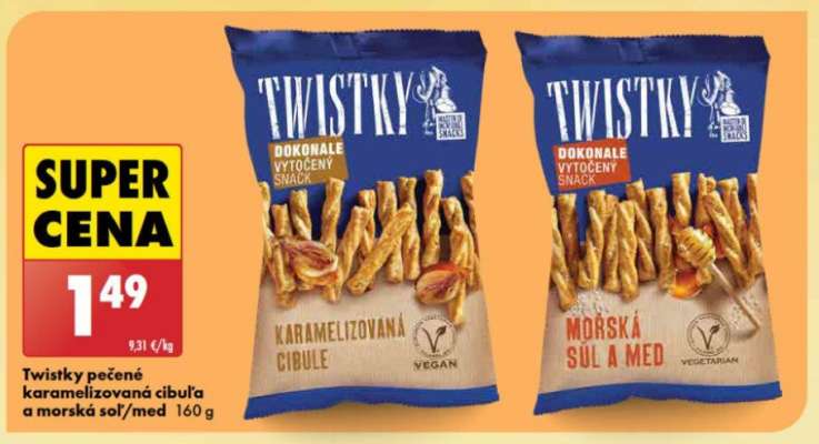 Twistky pečené karamelizovaná cibule a mořská sůl/med 160 g