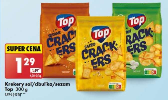 Krekery soľ/cibuľka/sezam Top 300 g