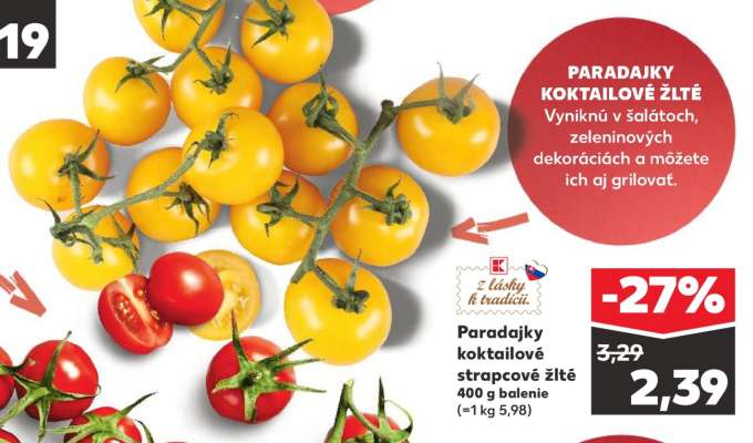 Paradajky koktailové strapcové žlté