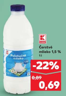 Čerstvé mlieko 1,5 % 1l