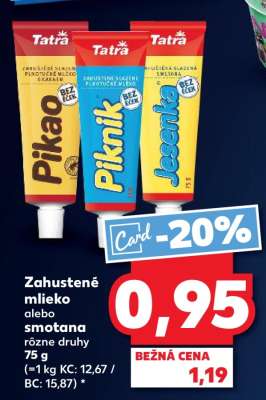 Zahustené mlieko alebo smotana rôzne druhy 75 g