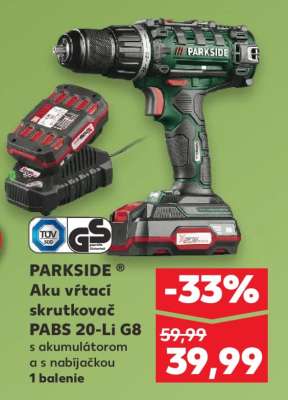 PARKSIDE® Aku vŕtací skrutkovač PABS 20-Li G8