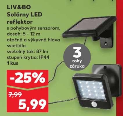 LIV&BO Solárny LED reflektor