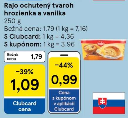 Rajo ochutený tvaroh hrozienka a vanilka
