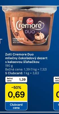 Zott Cremore Duo mléčný čokoládový dezert s kakaovou šlehačkou