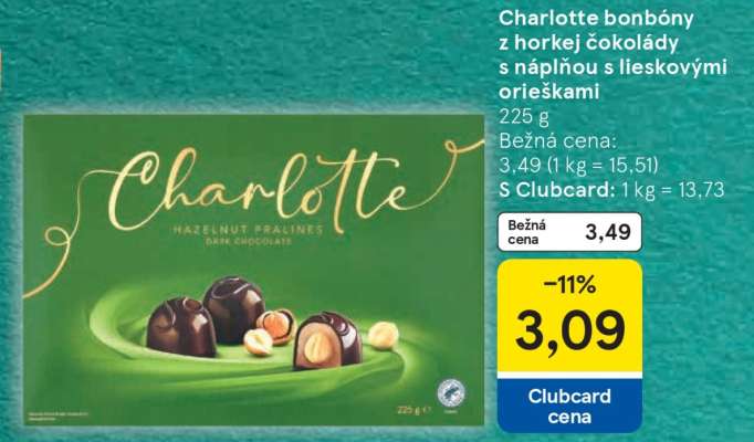 Charlotte bonbóny z horkej čokolády s náplňou s lieskovými orieškami
