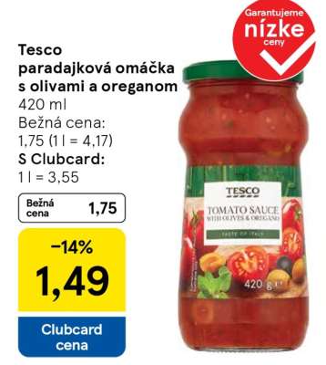 Tesco paradajková omáčka s olivami a oreganom
