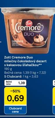 Zott Cremore Duo mliečny čokoládový dezert s kakaovou šľahačkou**