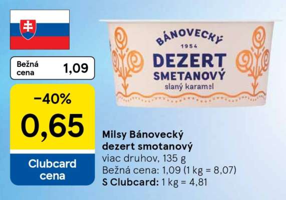 Milsy Bánovecký dezert smotanový