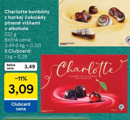 Charlotte bonbóny z horkej čokolády plnené višňami v alkohole