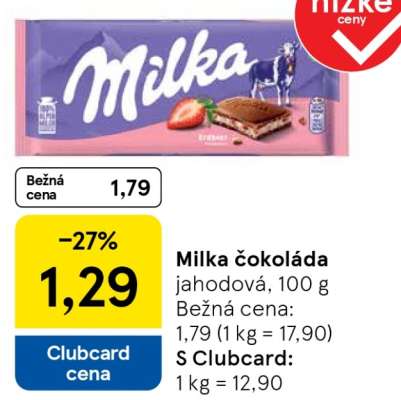 Milka čokoláda jahodová, 100 g