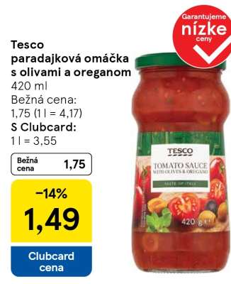Tesco paradajková omáčka s olivami a oreganom