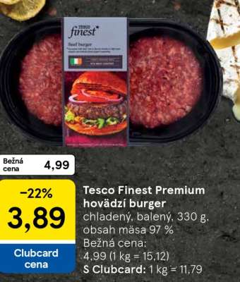 Tesco Finest Premium hovädzí burger